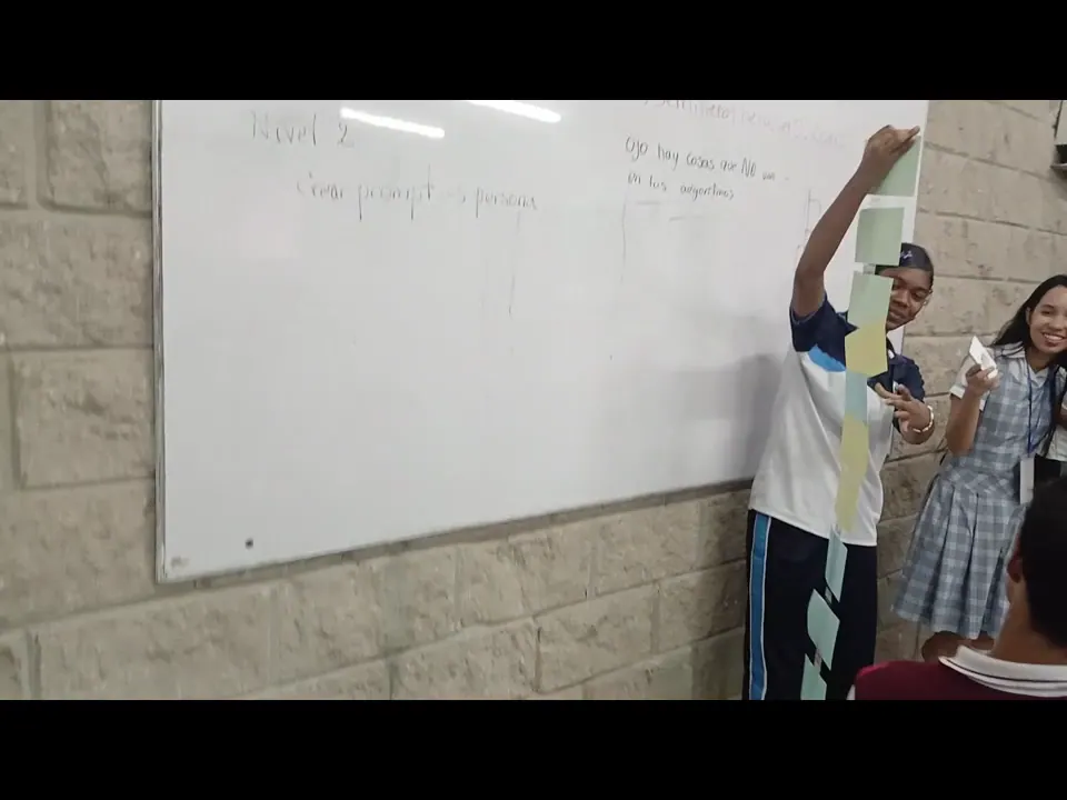 Estudiantes presentan una secuencia vertical de cartulinas